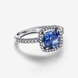 Anello Punto Luce Quadrato Blu Grande