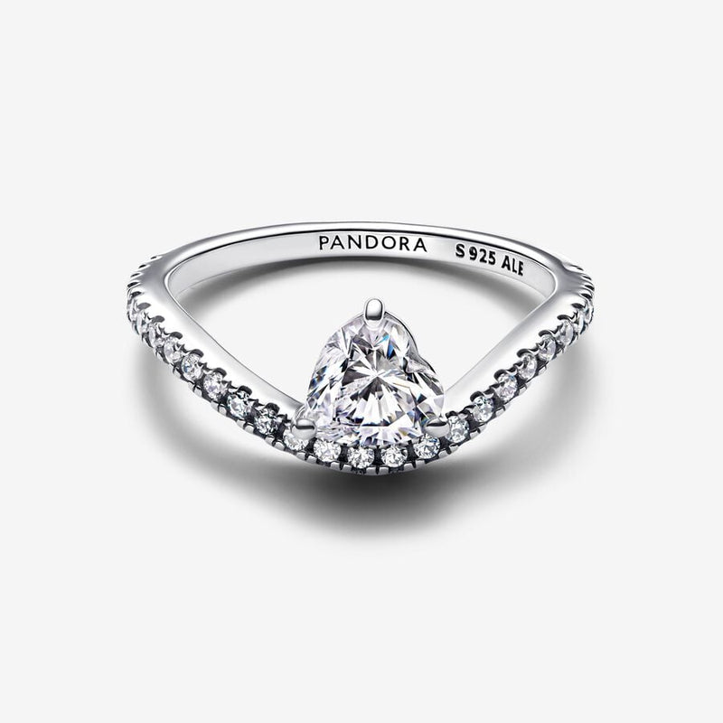 Anello Onda con Cuore Luminoso e Pavè