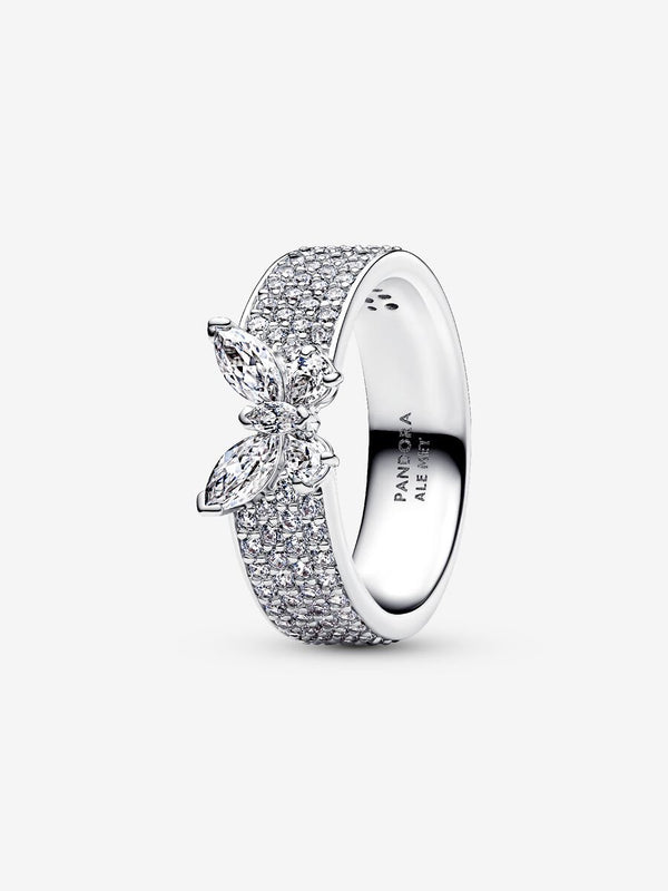 Anello Fascia Pavè con Farfalla Luminosa Argento Sterling 925