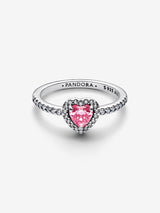 Anello Cuore in Rilievo Rosa