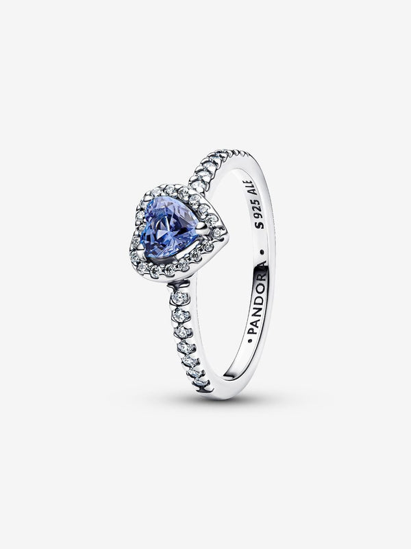 Anello Cuore in Rilievo Blu Argento Sterling 925