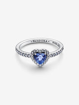 Anello Cuore in Rilievo Blu Argento Sterling 925