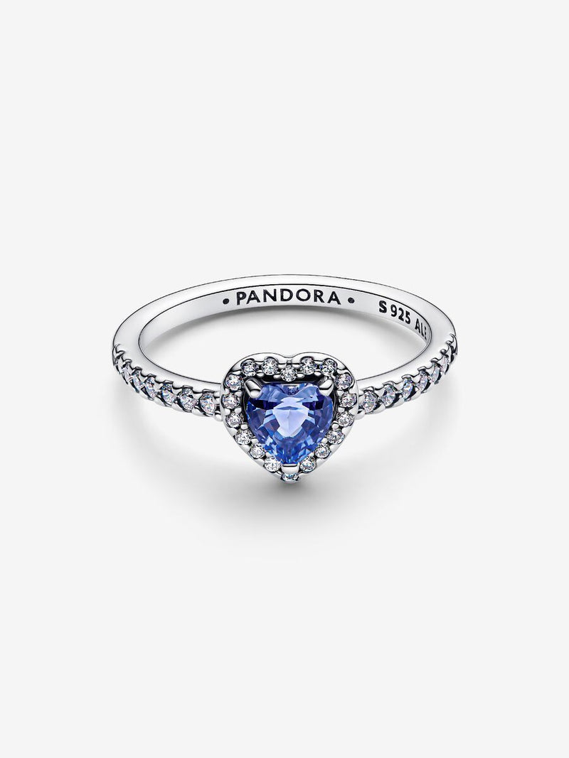 Anello Cuore in Rilievo Blu Argento Sterling 925