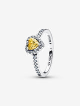 Anello Cuore in Rilievo Giallo Argento Sterling 925