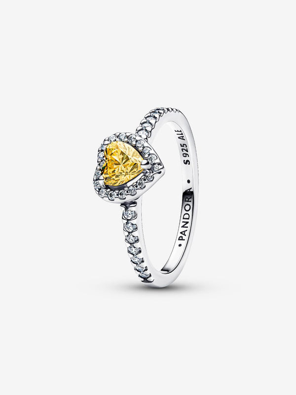 Anello Cuore in Rilievo Giallo Argento Sterling 925