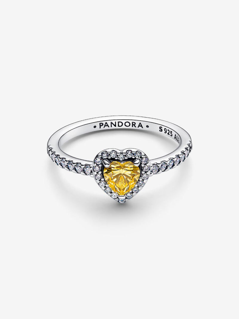 Anello Cuore in Rilievo Giallo Argento Sterling 925