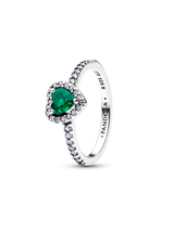 Anello Cuore in Rilievo Verde Scuro