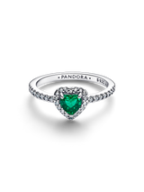 Anello Cuore in Rilievo Verde Scuro