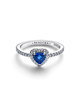 Anello Cuore in Rilievo Blu Intenso