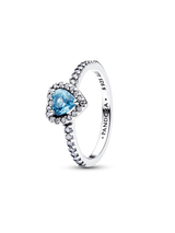 Anello Cuore in Rilievo Azzurro