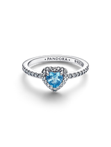Anello Cuore in Rilievo Azzurro