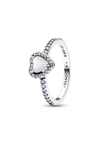 Anello Cuore in Rilievo Bianco