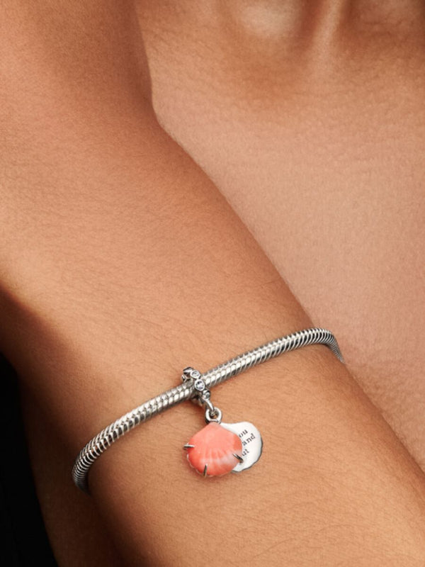 Charm Pendente Doppio Conchiglia Color Corallo