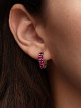 Orecchini Cerchi Cristalli Rosa Scuro