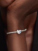 Charm Cuore con Pietra Azzurra Marzo da incidere