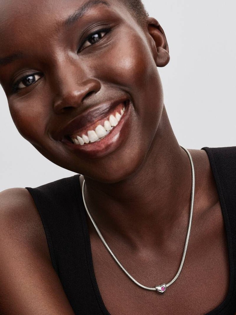 Charm Cuore con Pietra Viola Febbraio da incidere