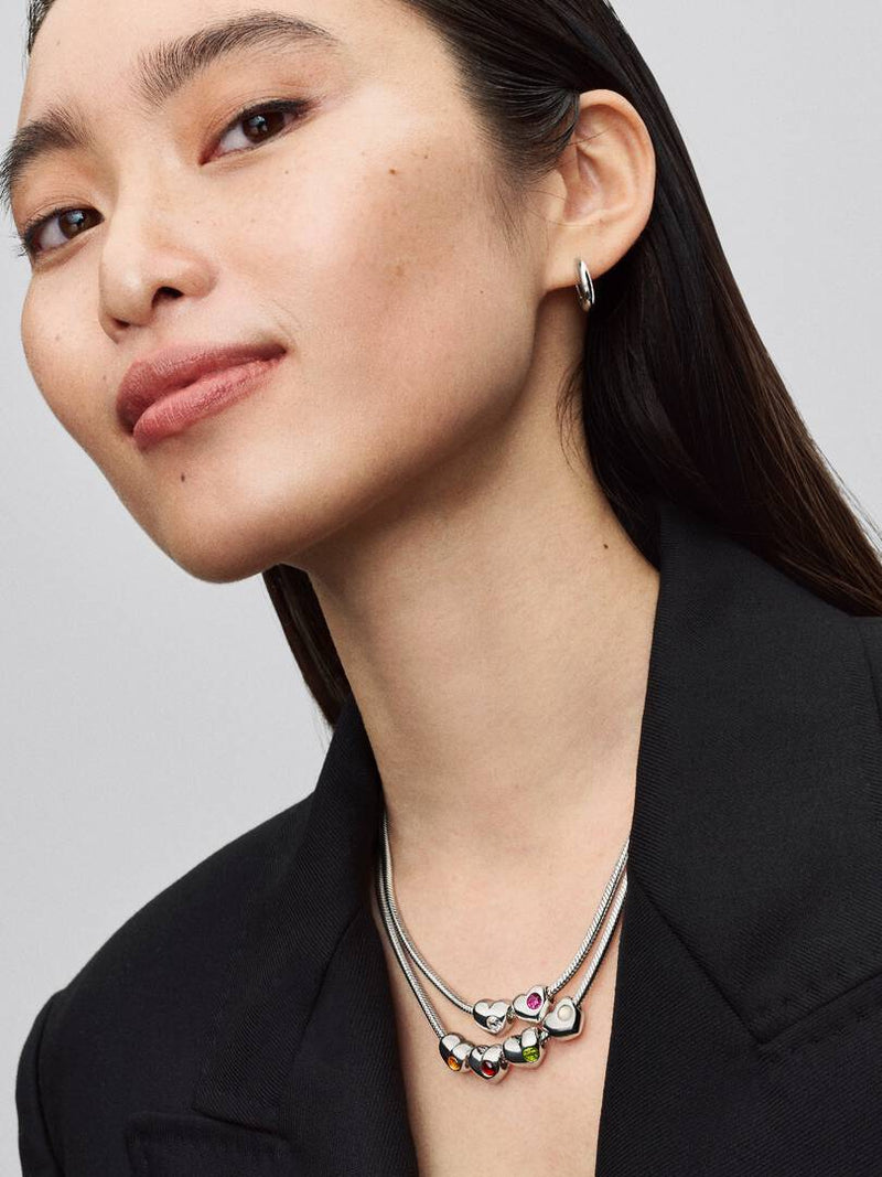 Charm Cuore con Pietra Rossa Scuro Gennaio da incidere