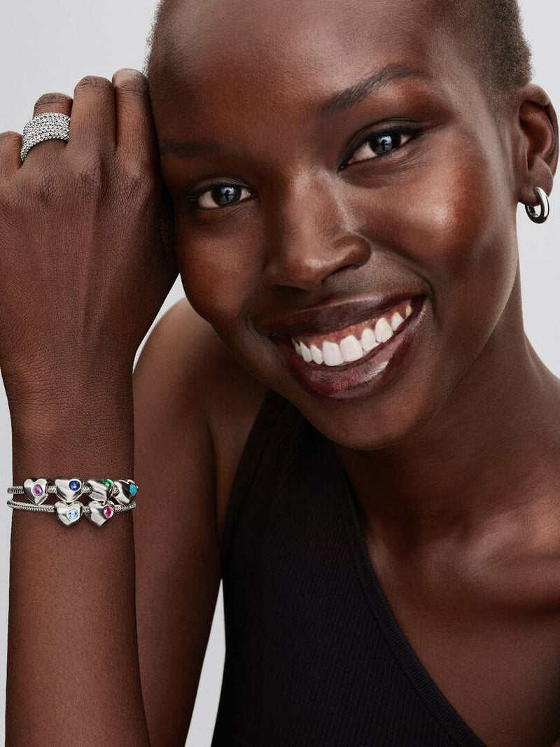 Charm Cuore con Pietra Blu Settembre da Incidere