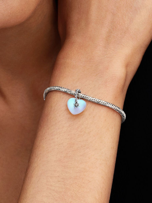 Charm Pendente Cuore e Stella Cadente Argento Sterling 925