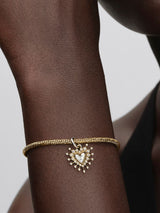 Charm pendente Cuore Luminoso doppio Argento Sterling 925, Placcatura in Oro 14k