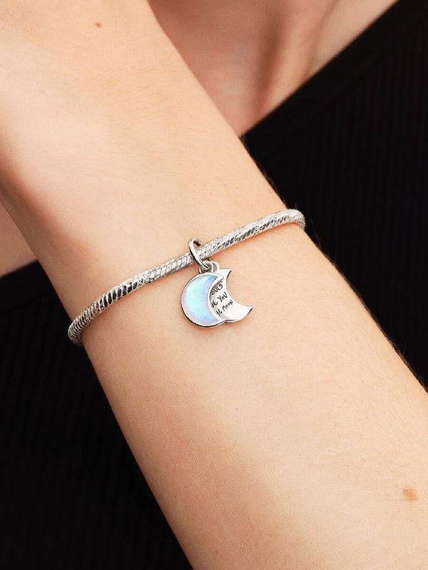 Charm Pendente Doppio Luna Crescente "I Would Give you the Moon" Argento Sterling 925