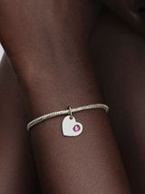 Charm Pendente Cuore con Pietra Rosa Scuro Ottobre Argento Sterling 925