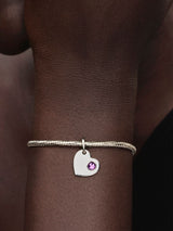 Charm Pendente Cuore con Pietra Viola Febbraio Argento Sterling 925