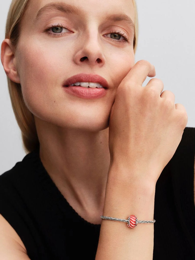 Charm Vetro di Murano Caramella di Natale Argento Sterling 925