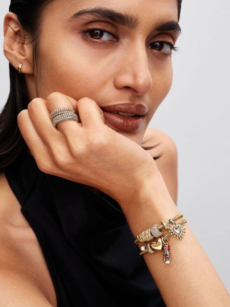 Charm Famiglia, Dove l'Amore è Infinito Placcatura in Oro 14k