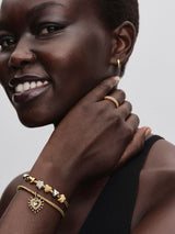 Charm pendente Cuore Luminoso doppio Argento Sterling 925, Placcatura in Oro 14k