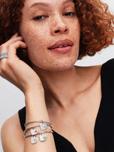 Charm Pendente Cuore con Pietra Azzura Marzo Argento Sterling 925