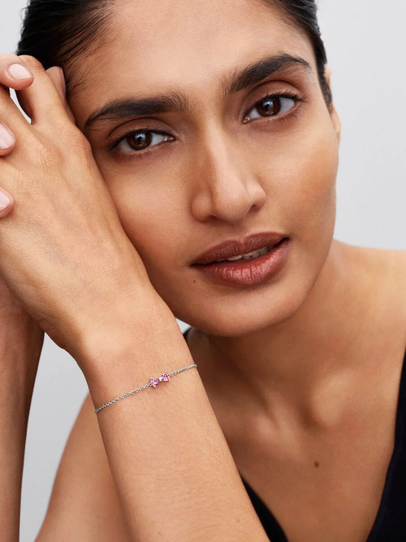 Bracciale Fiocco Luminoso Rosa Argento Sterling 925