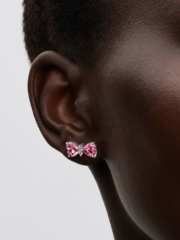 Orecchini Fiocco Luminoso Rosa Grande Argento Sterling 925
