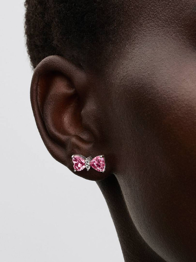 Orecchini Fiocco Luminoso Rosa Grande Argento Sterling 925