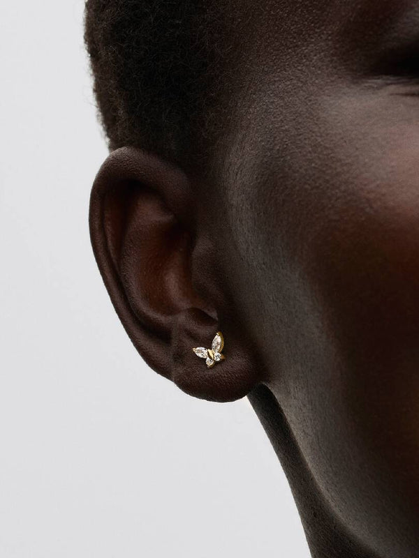Orecchini a lobo Farfalla Placcatura in Oro 14k