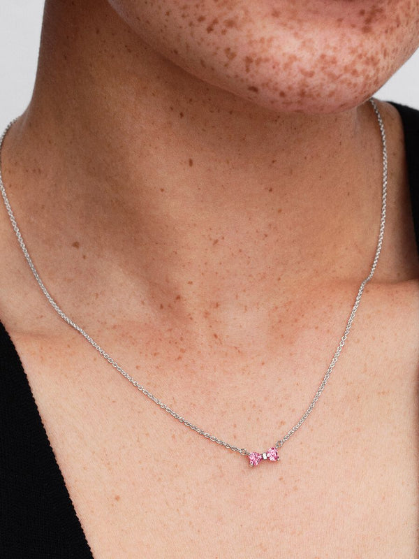 Collana Fiocco Luminoso Rosa Argento Sterling 925