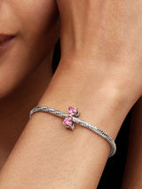 Charm Fiocco Luminoso Rosa Argento Sterling 925
