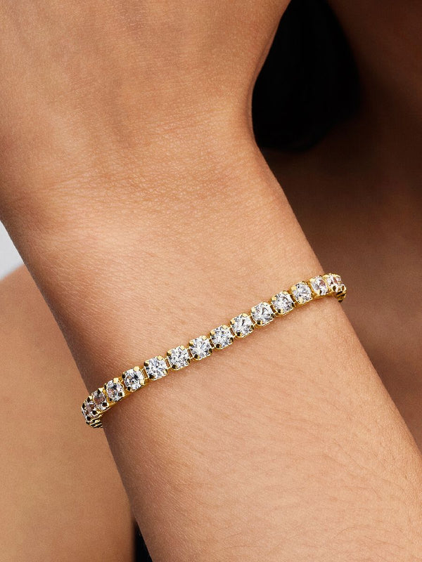Bracciale Tennis con Pietre grandi Placcatura in Oro 14k