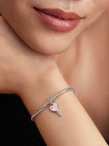 Charm Pendente Chiave a Cuore Opale Rosa