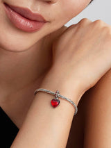Charm Pendente Doppio Cuore Vetro di Murano Rosso