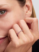 Anello Pavè Fascia Sottile Rosa