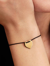 Bracciale Regolabile Cordino Nero con Cuore da incidere