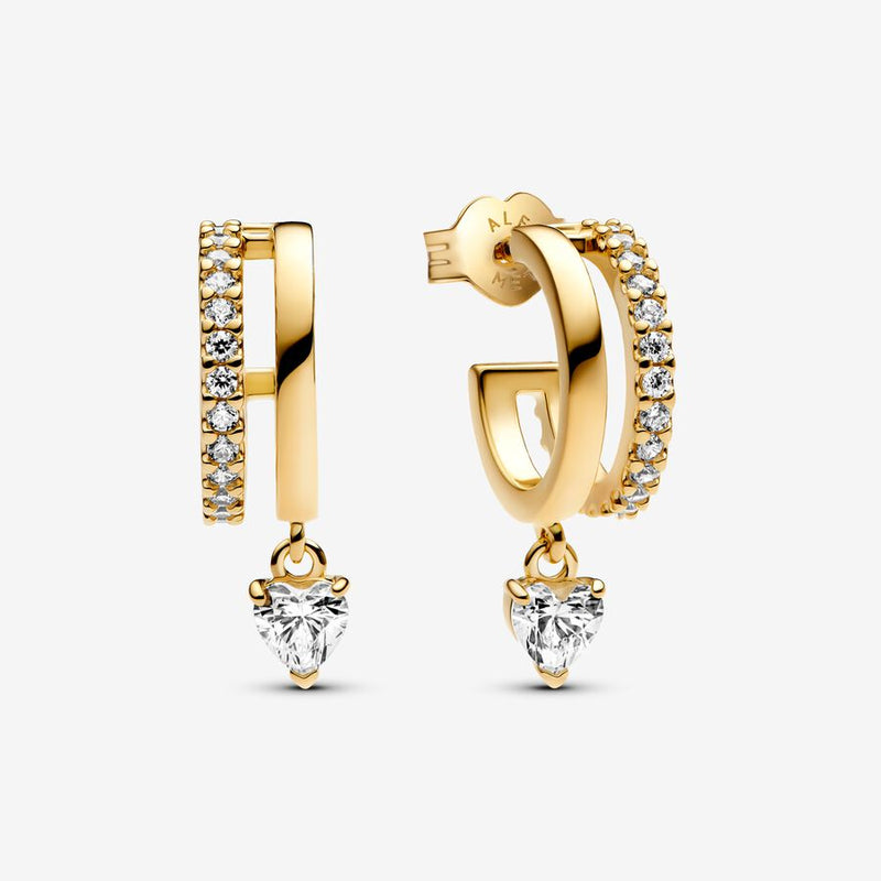 Orecchini Cerchi Aperti con Cuore Pendente