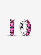 Orecchini Cerchi Cristalli Rosa Scuro