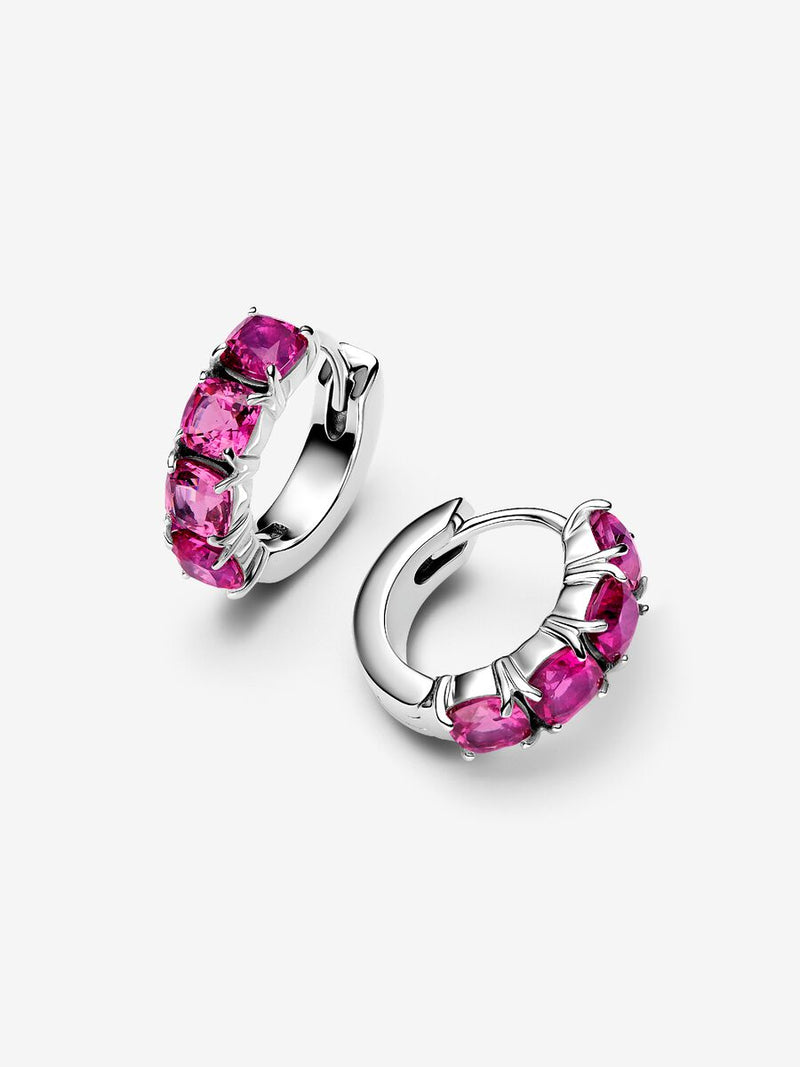 Orecchini Cerchi Cristalli Rosa Scuro