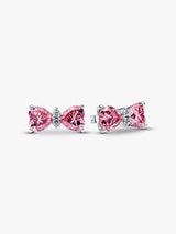 Orecchini Fiocco Luminoso Rosa Grande Argento Sterling 925