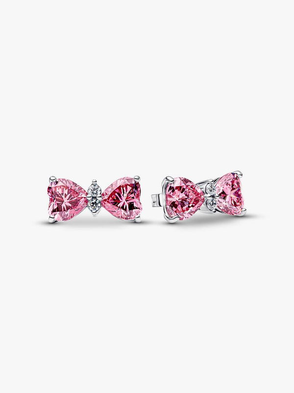 Orecchini Fiocco Luminoso Rosa Grande Argento Sterling 925