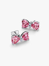 Orecchini Fiocco Luminoso Rosa Grande Argento Sterling 925