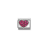 Link Composable® Classic Cuore pietre rosse