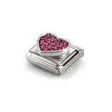 Link Composable® Classic Cuore pietre rosse